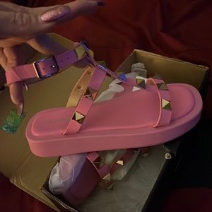 Pink gold spiked sandals brand new
